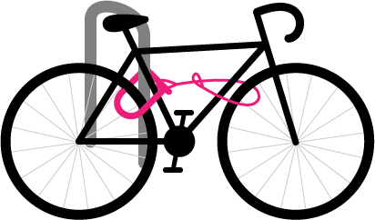 Diagram of bike with the D lock passed through the frame and wheel