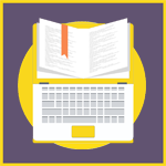 Graphic of a laptop and an open book