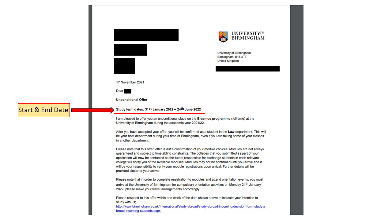 Offer letter for webpage