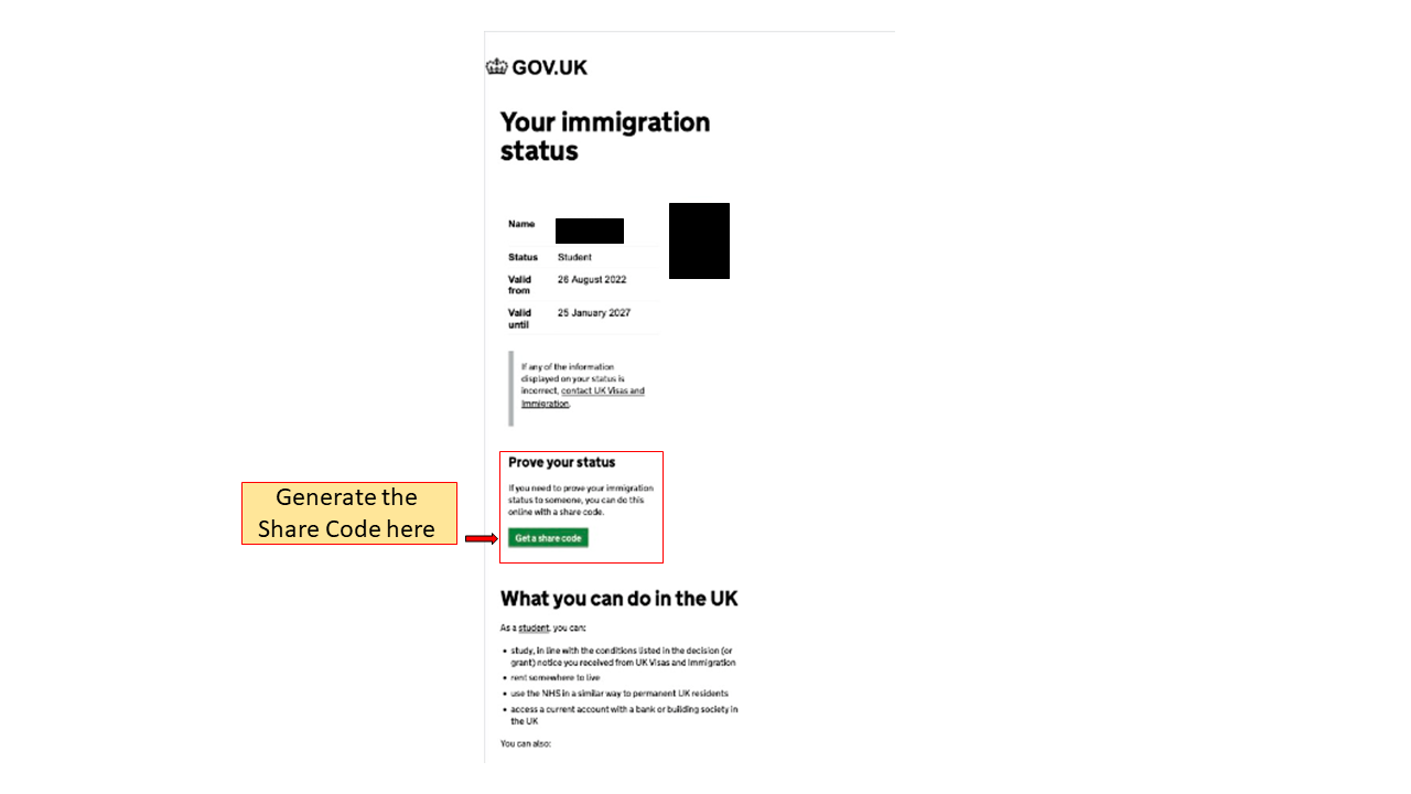 Your immigration page (front) for Webpage
