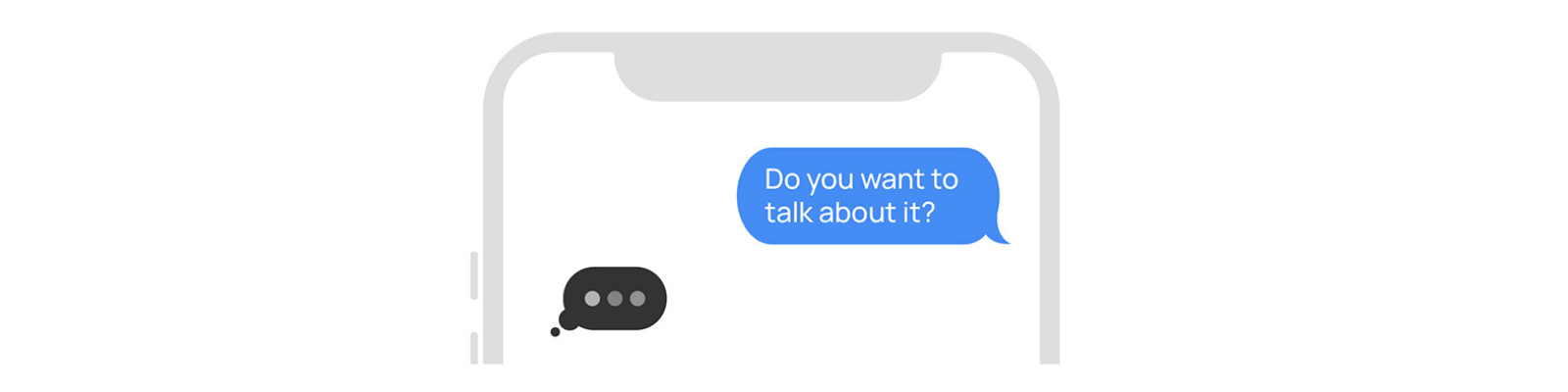 Image with a speech bubble which says do you want to talk about it?