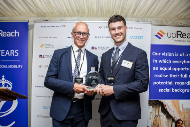 George Stewart receiving an award at the Student Social Mobility Awards